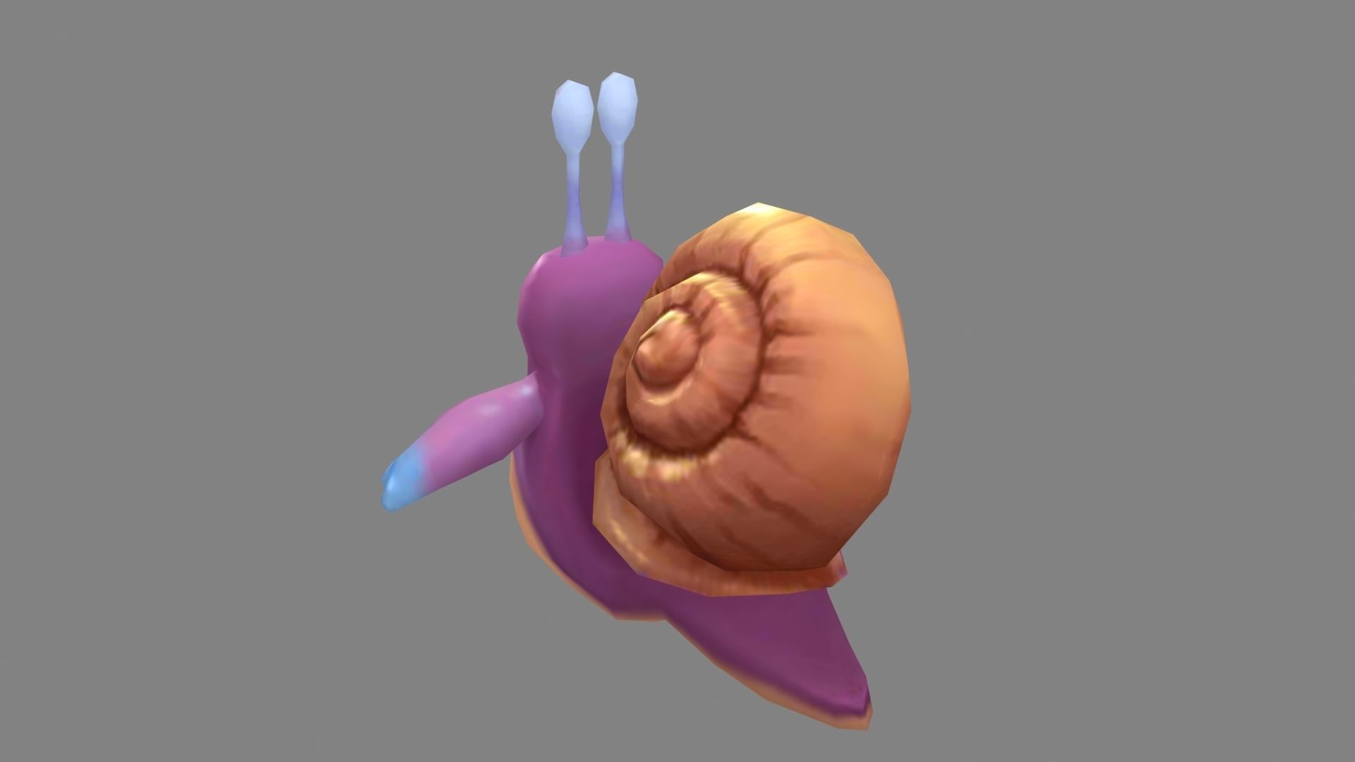 Cartoon purple snail Low-poly 3D model_2