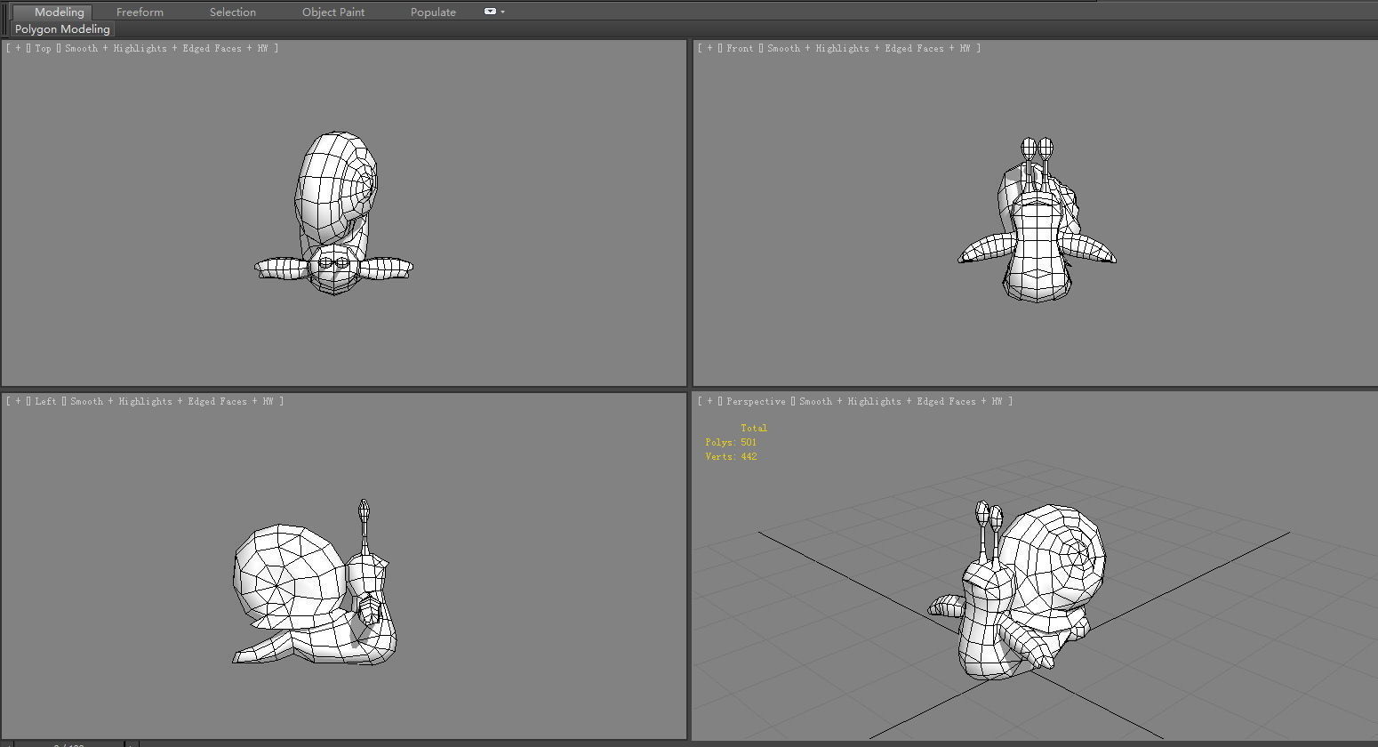 Cartoon purple snail Low-poly 3D model_6