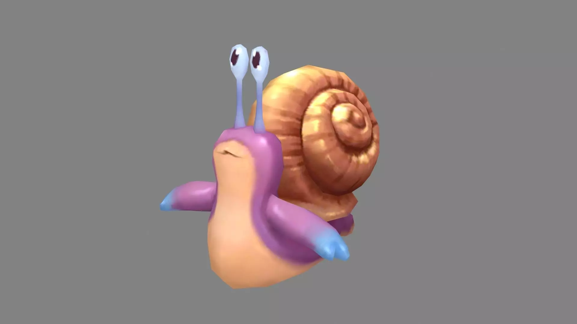 Cartoon purple snail Low-poly 3D model_0