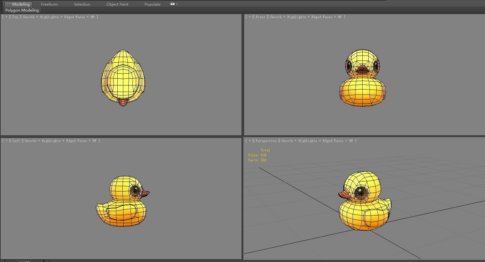Cartoon little yellow duck - baby duck  Low-poly 3D model_5
