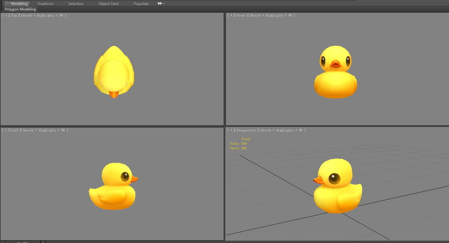 Cartoon little yellow duck - baby duck  Low-poly 3D model_4