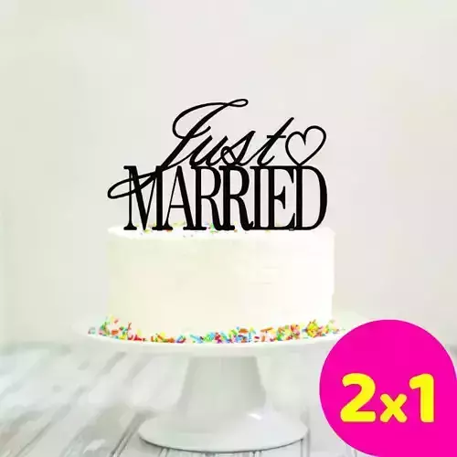 JUST MARRIED CAKE TOPPER 3D print model