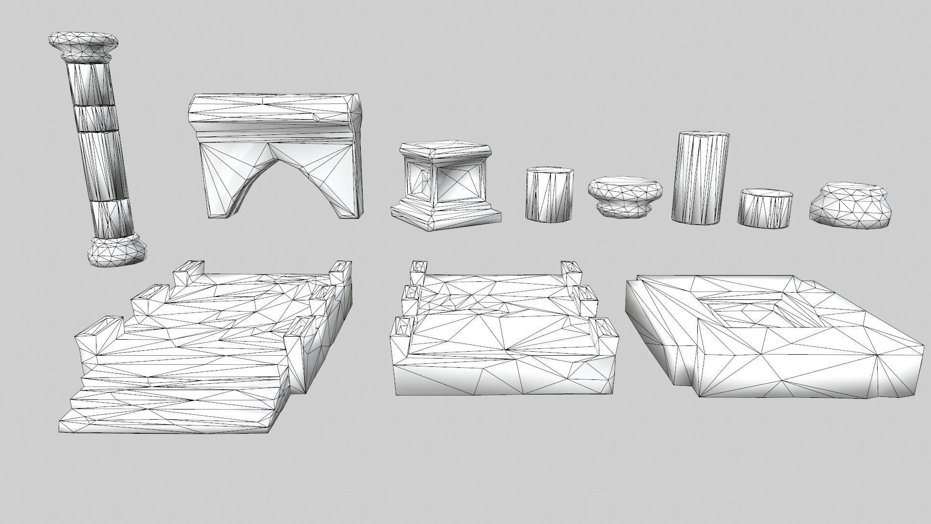 Altar Set stone column Low-poly 3D model_19
