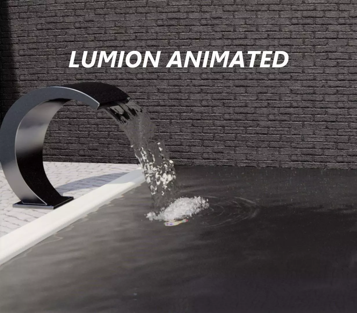 Lumion fountain - animated Low-poly 3D model_0