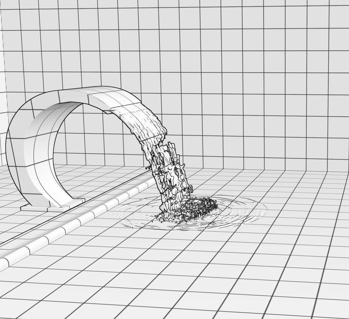 Lumion fountain - animated Low-poly 3D model_2