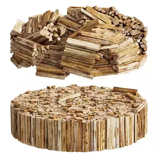 039 Firewood Logs 02 Round Stacks