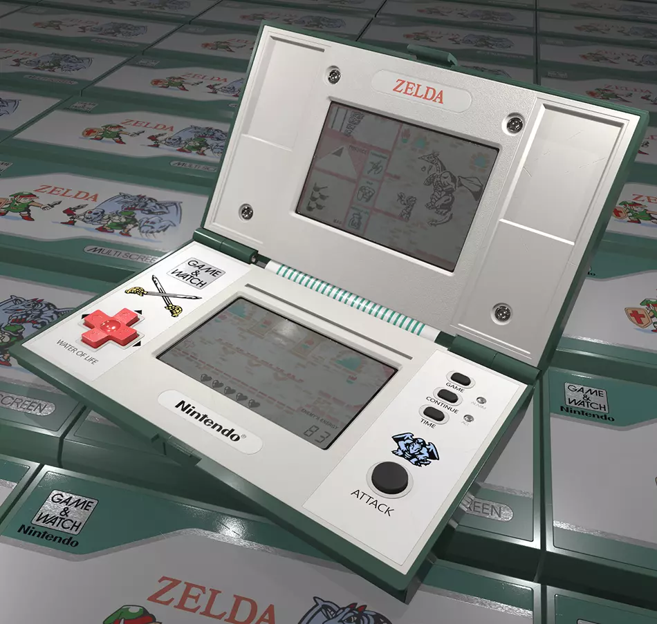Game and Watch Zelda dual screen 1989 3D model_0