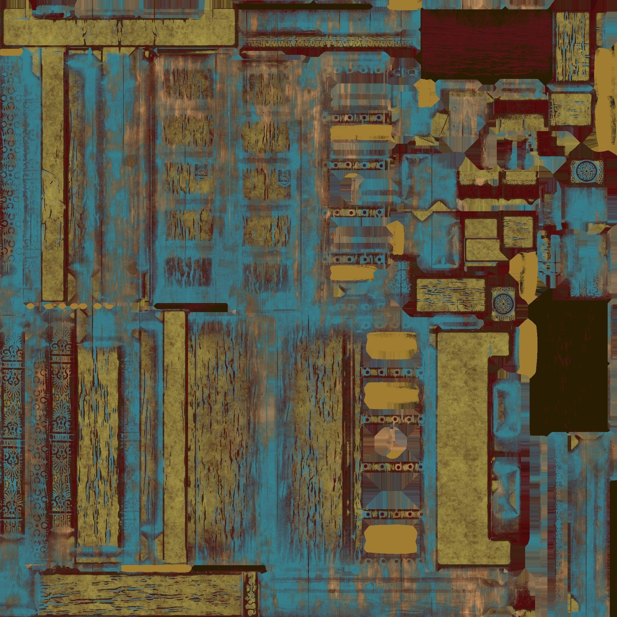 Old wooden door Low-poly 3D model_9