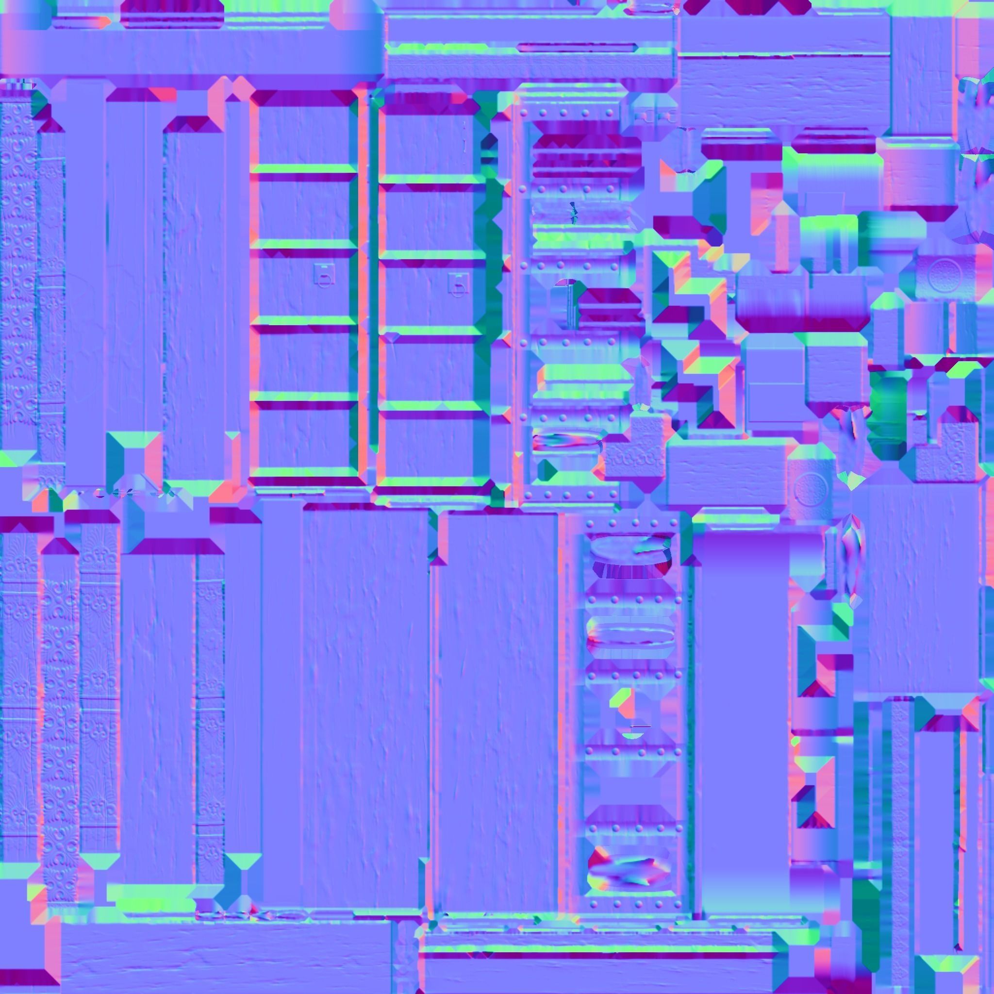 Old wooden door Low-poly 3D model_12