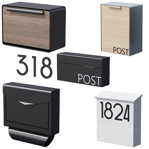041 Modern Mailboxes 01 Wallmounted 00 Low-poly 3D model