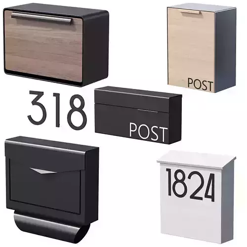 041 Modern Mailboxes 01 Wallmounted 00 Low-poly 3D model