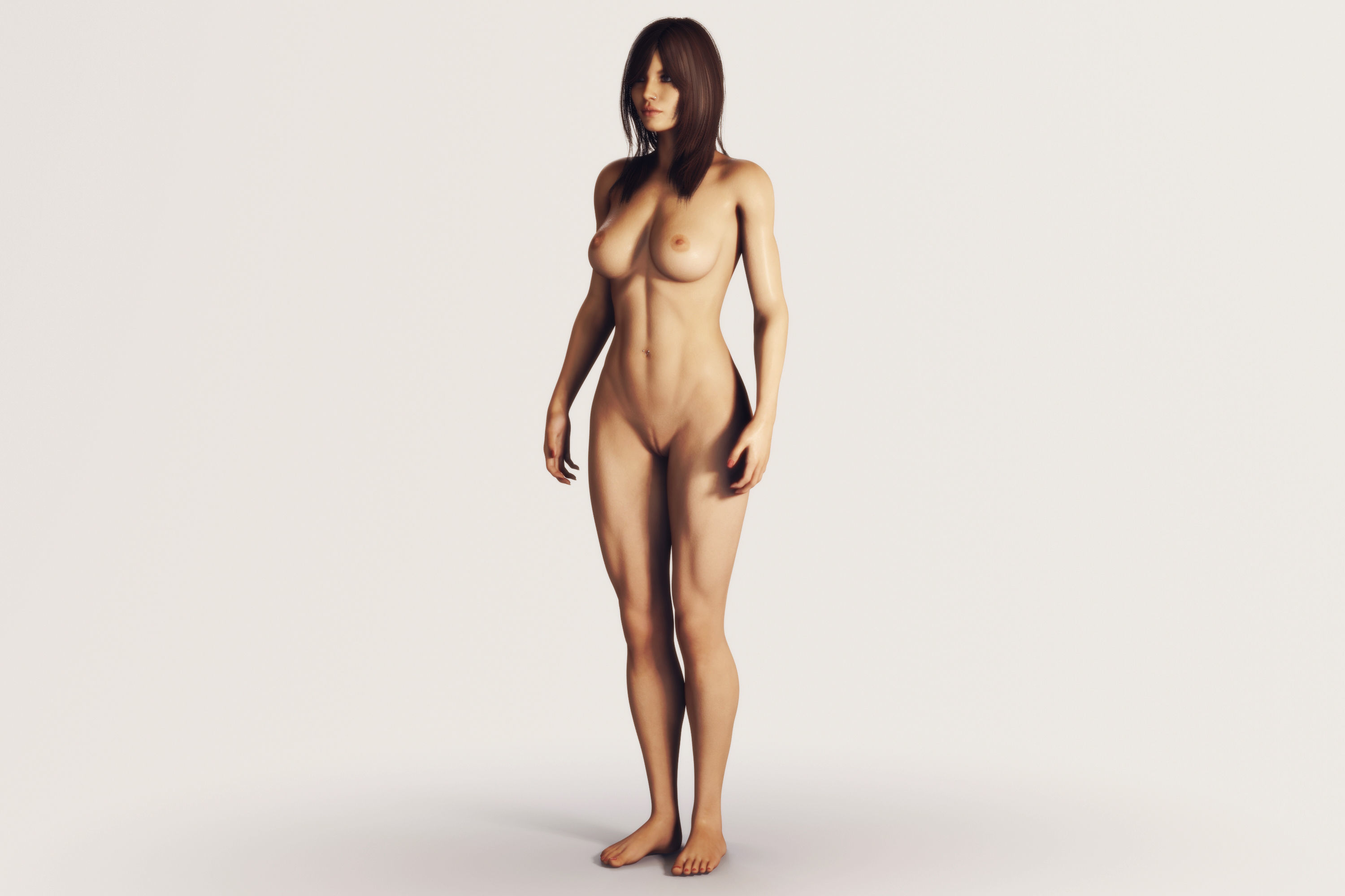 Naked Brunette Female - Fully Rigged  3D model_8