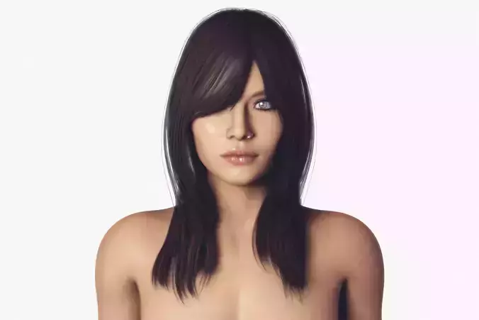 Naked Brunette Female - Fully Rigged  3D model