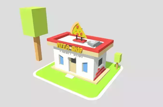 Pizza Shop 3D Low Poly 3D model