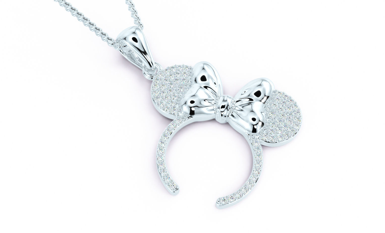 gold minnie mouse pendant with diamonds 3D print model_10