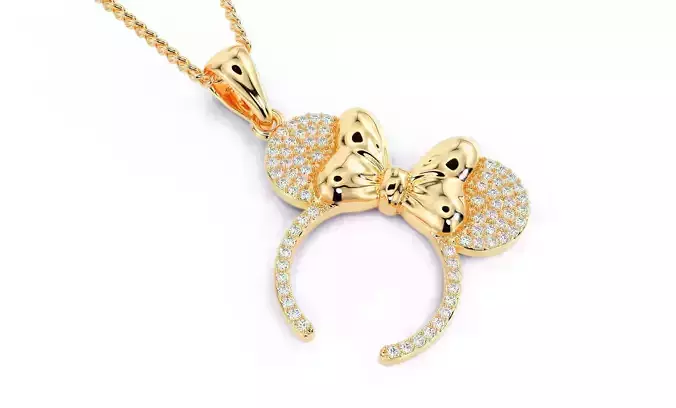 gold minnie mouse pendant with diamonds