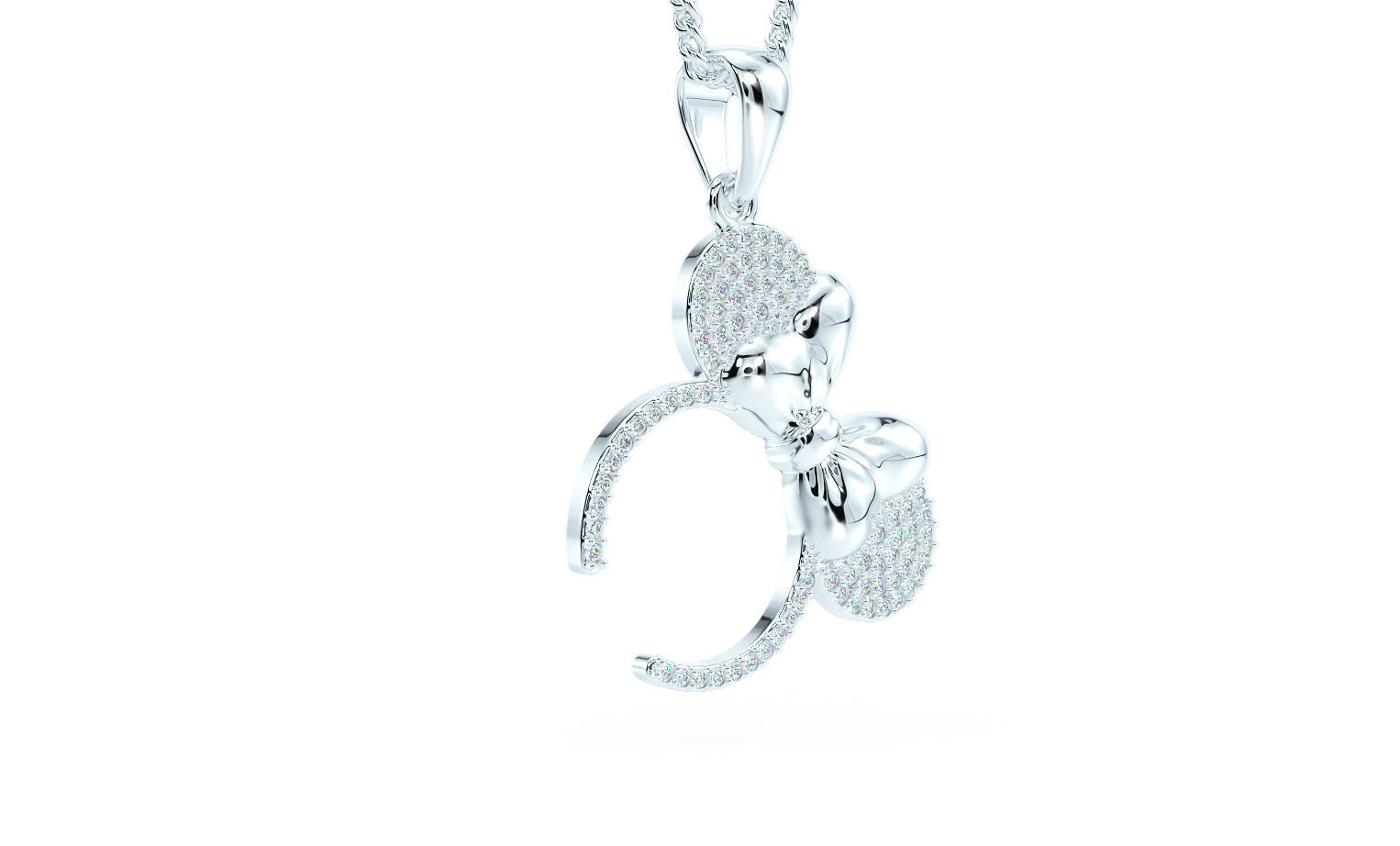 gold minnie mouse pendant with diamonds 3D print model_9