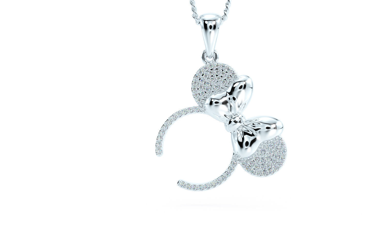 gold minnie mouse pendant with diamonds 3D print model_8