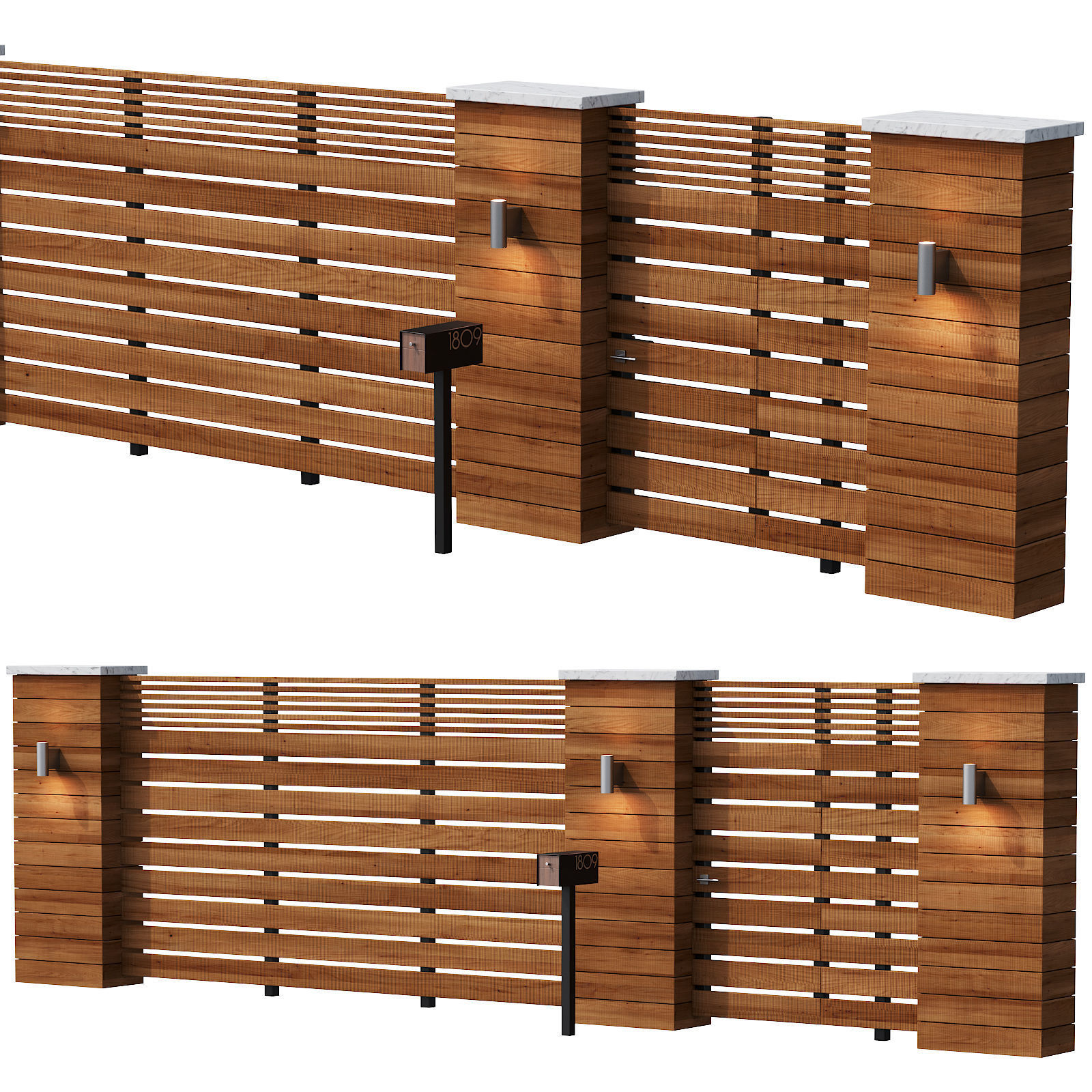 043 Modern Fence 01 3D model_4