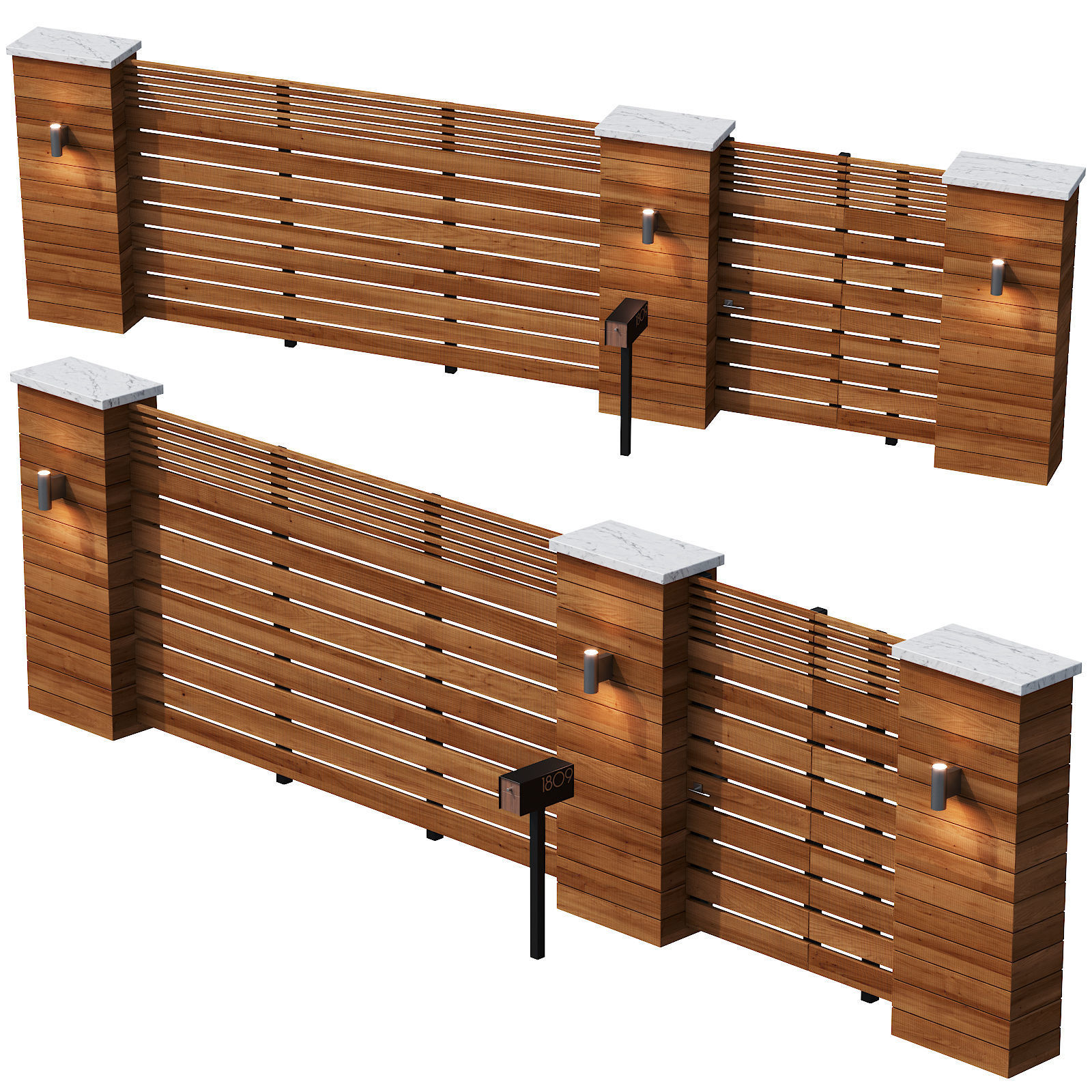 043 Modern Fence 01 3D model_2