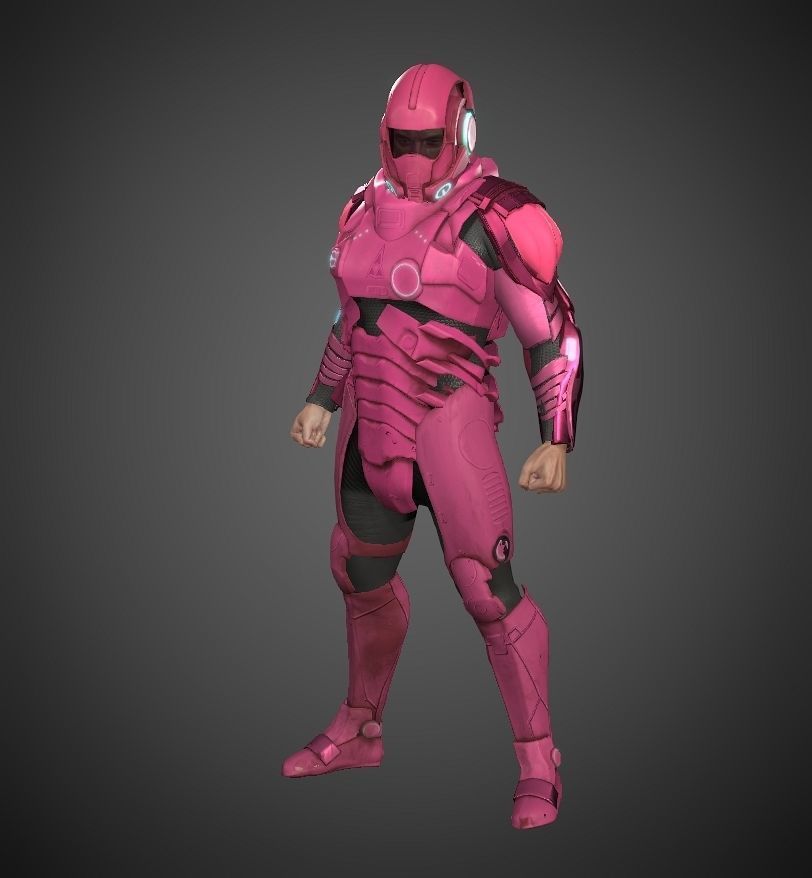 Space combat suit Low-poly 3D model_3