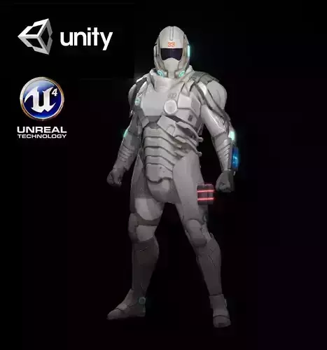 Space combat suit Low-poly 3D model