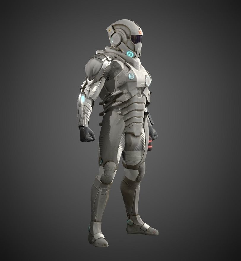Space combat suit Low-poly 3D model_6