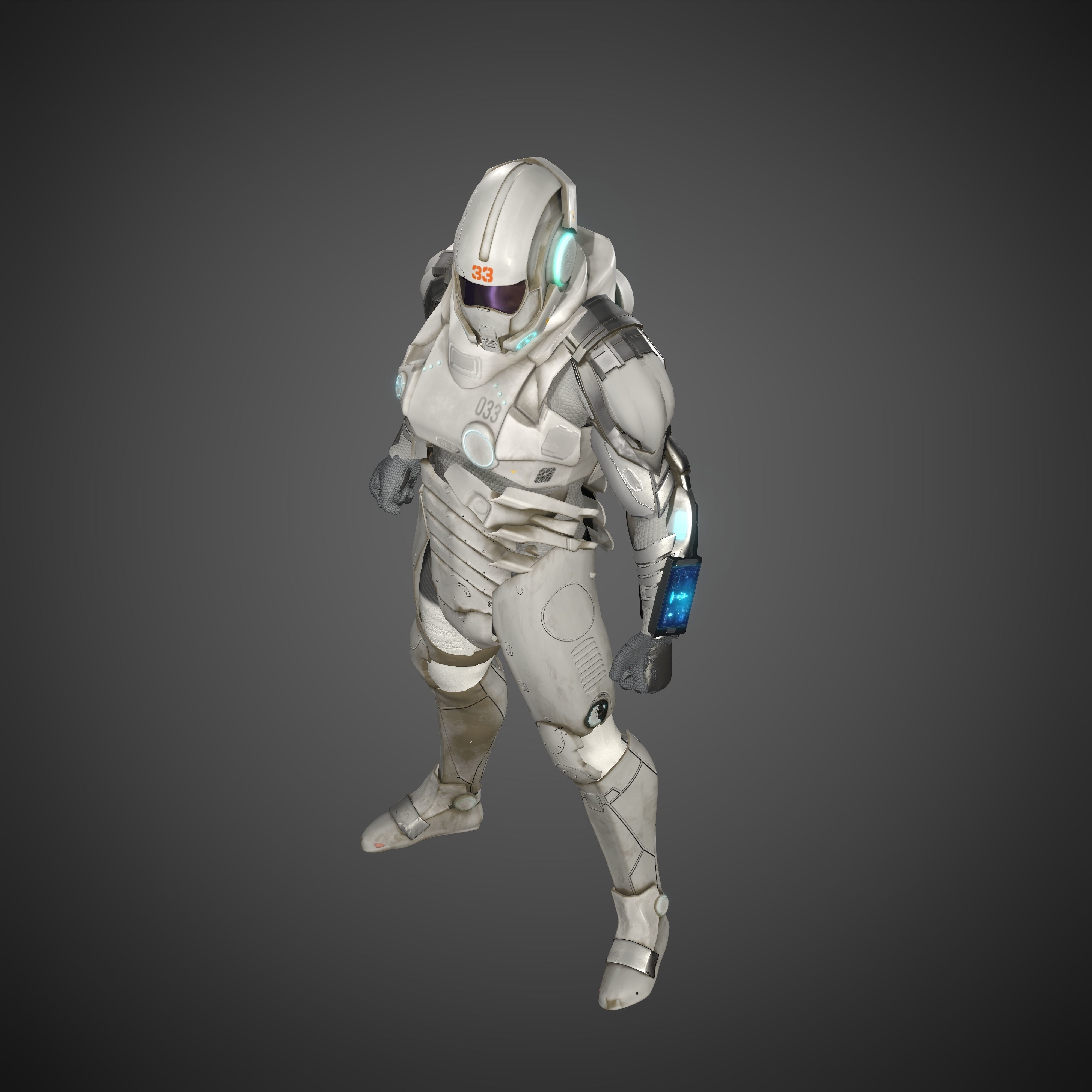 Space combat suit Low-poly 3D model_22