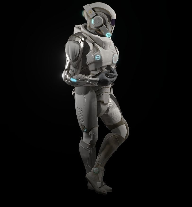 Space combat suit Low-poly 3D model_16