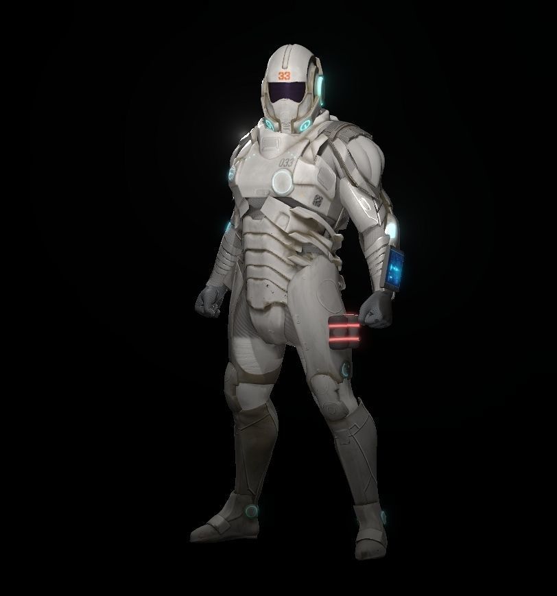 Space combat suit Low-poly 3D model_1