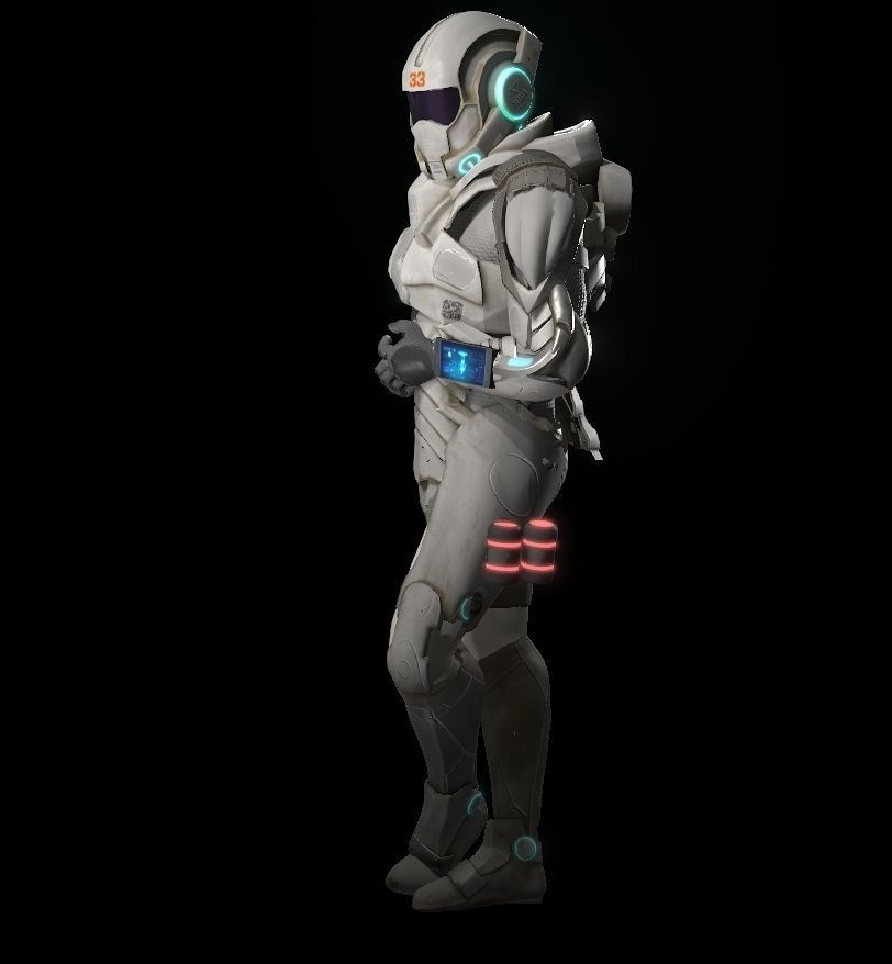 Space combat suit Low-poly 3D model_19