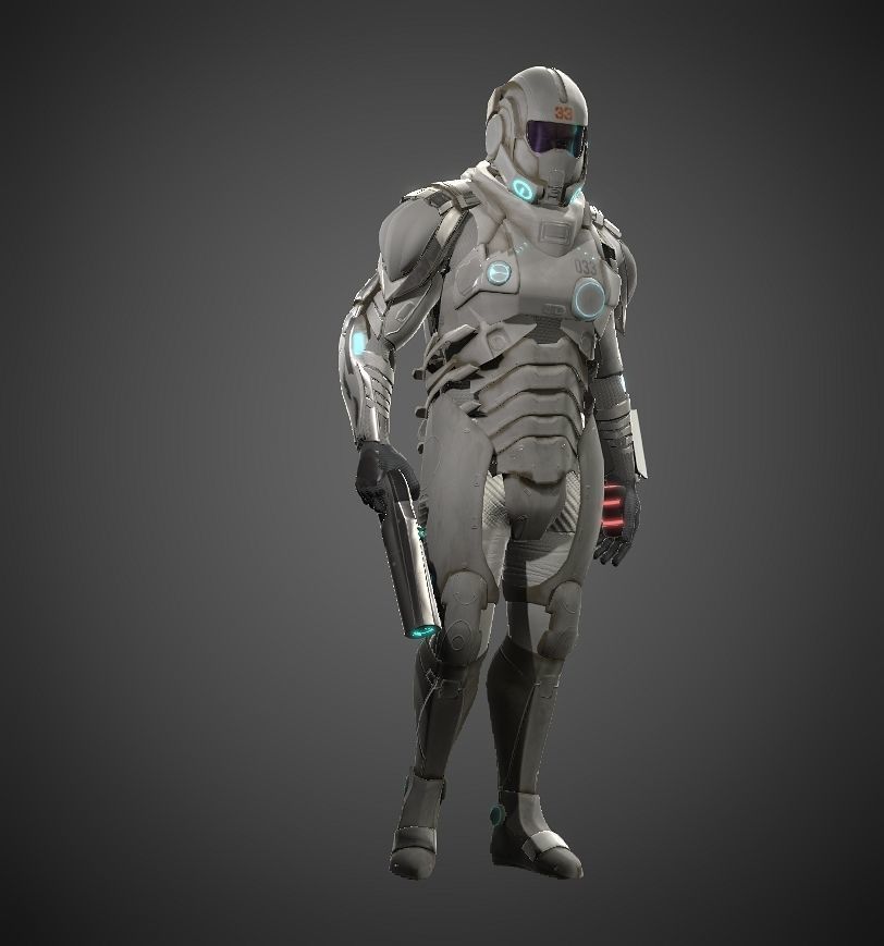Space combat suit Low-poly 3D model_13