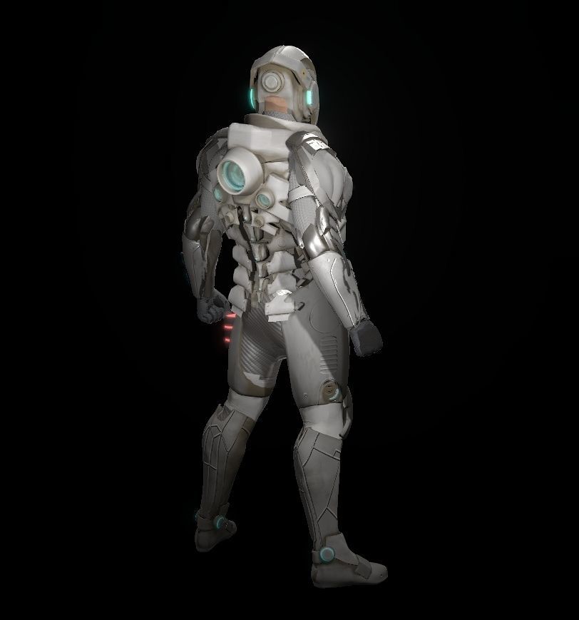 Space combat suit Low-poly 3D model_10