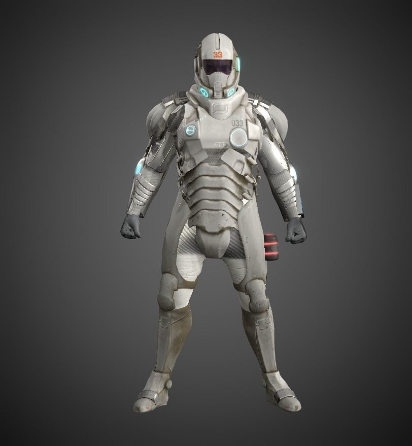Space combat suit Low-poly 3D model_5
