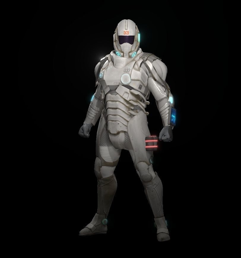 Space combat suit Low-poly 3D model_8