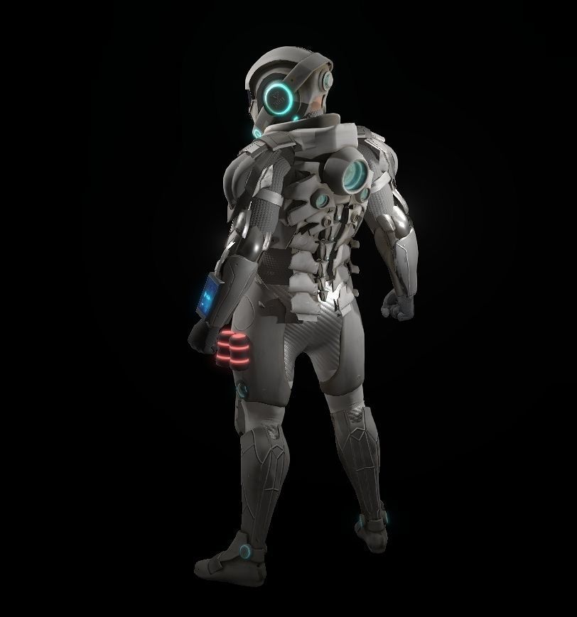 Space combat suit Low-poly 3D model_9
