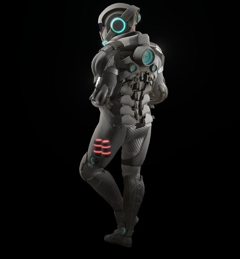 Space combat suit Low-poly 3D model_21