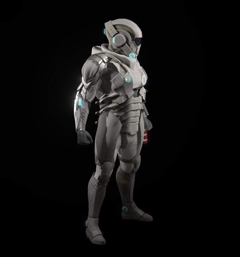 Space combat suit Low-poly 3D model_11