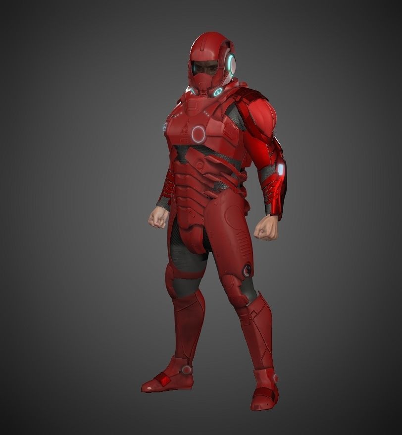 Space combat suit Low-poly 3D model_4