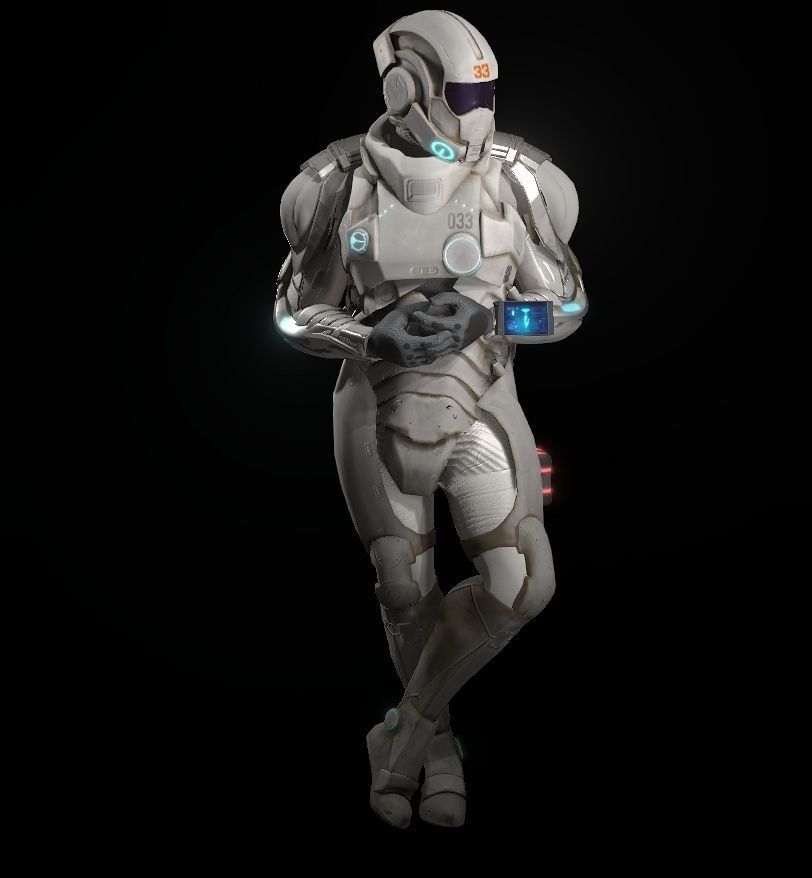 Space combat suit Low-poly 3D model_17