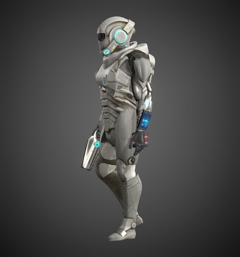 Space combat suit Low-poly 3D model_15