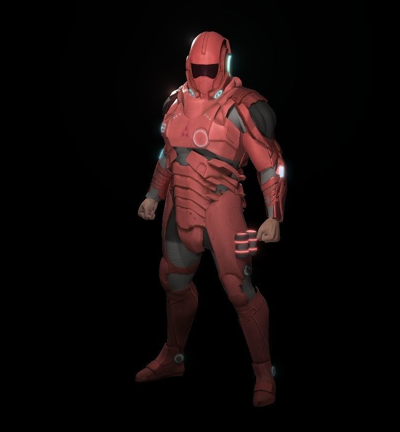 Space combat suit Low-poly 3D model_2