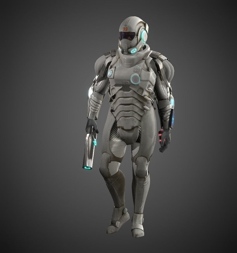 Space combat suit Low-poly 3D model_14