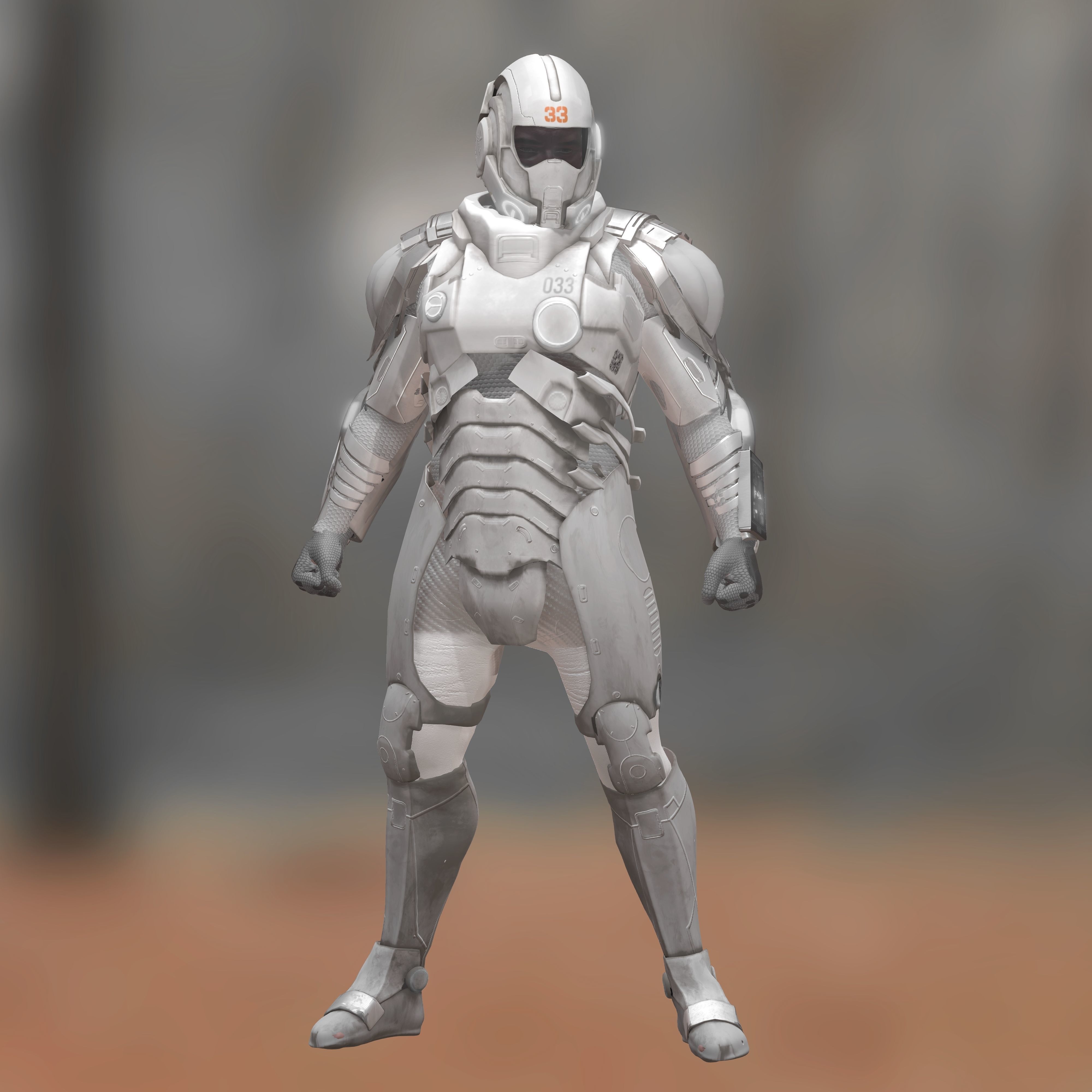 Space combat suit Low-poly 3D model_23