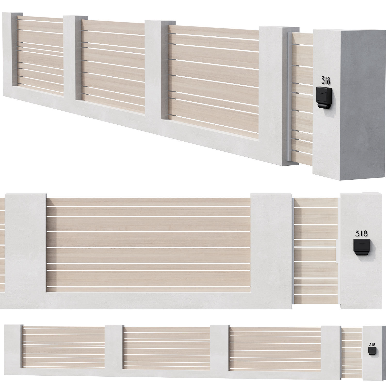 045 Modern Fence 03 3D model_4