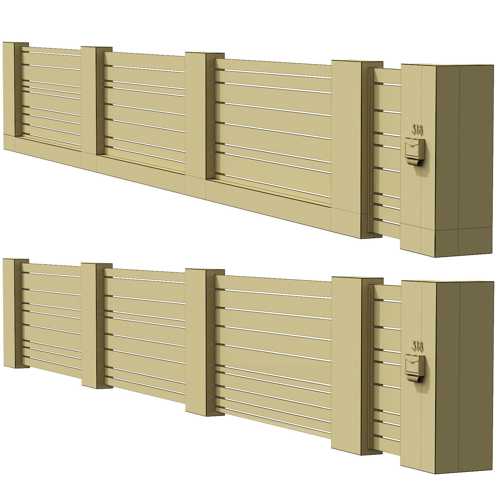 045 Modern Fence 03 3D model_2
