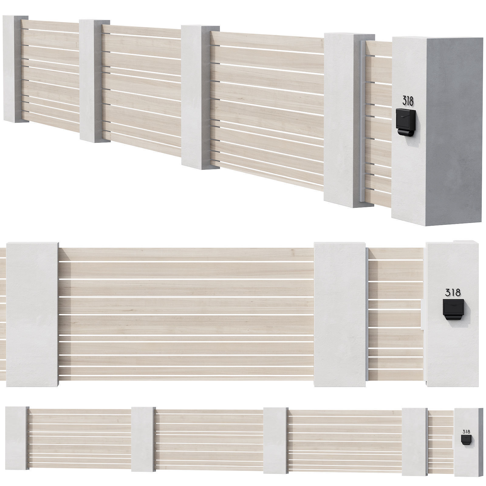 045 Modern Fence 03 3D model_3