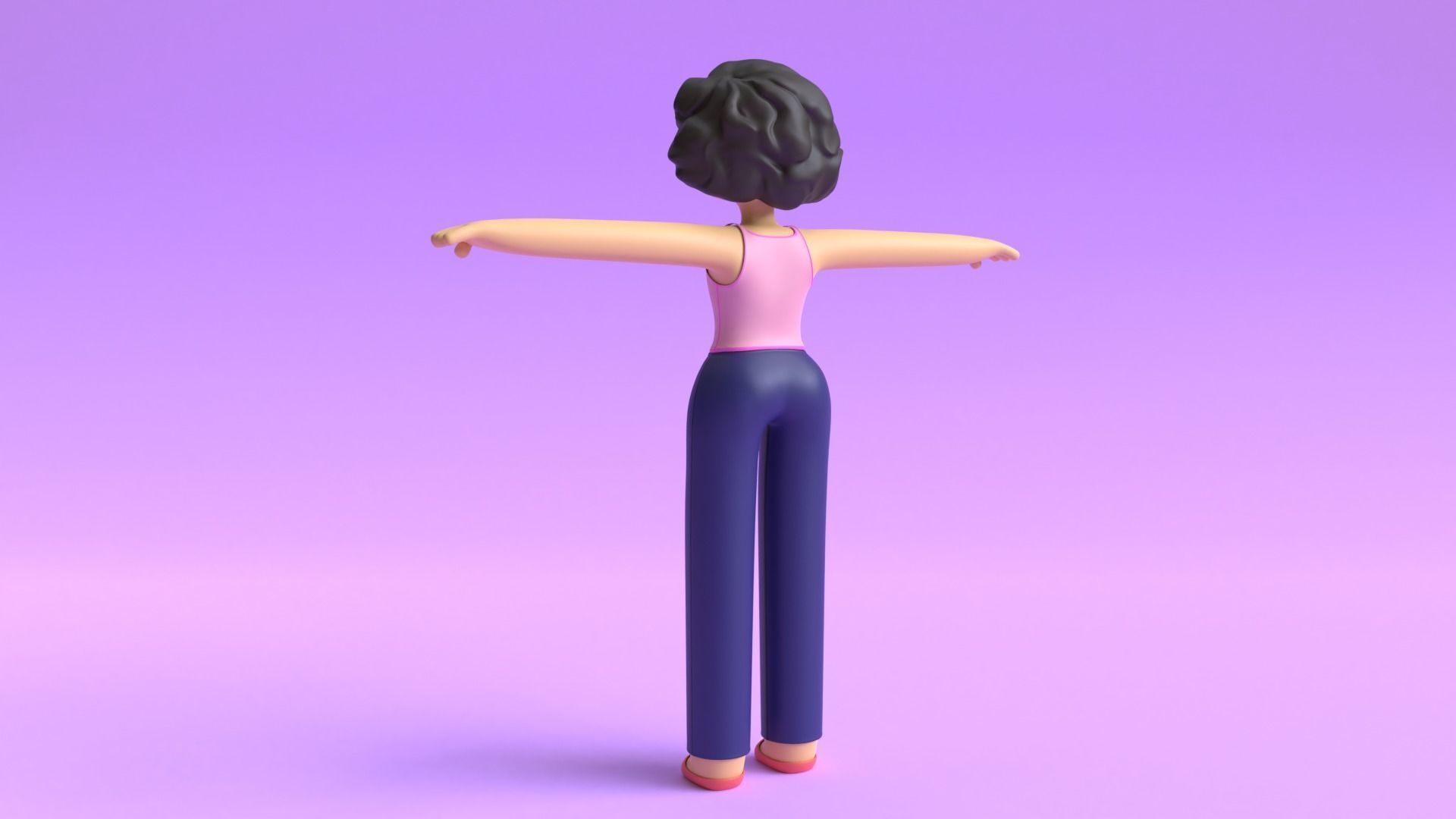 Minimal Cartoon Character Women 3D model_10