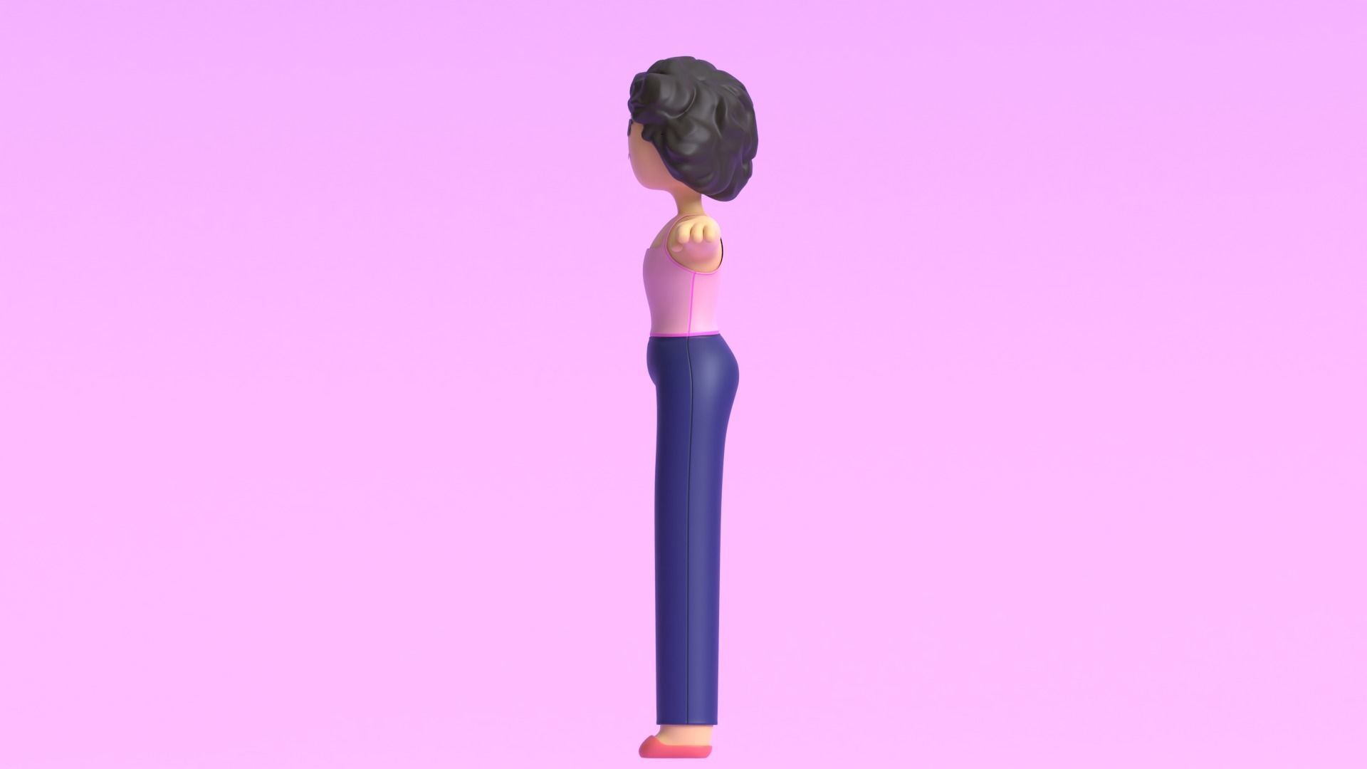 Minimal Cartoon Character Women 3D model_8