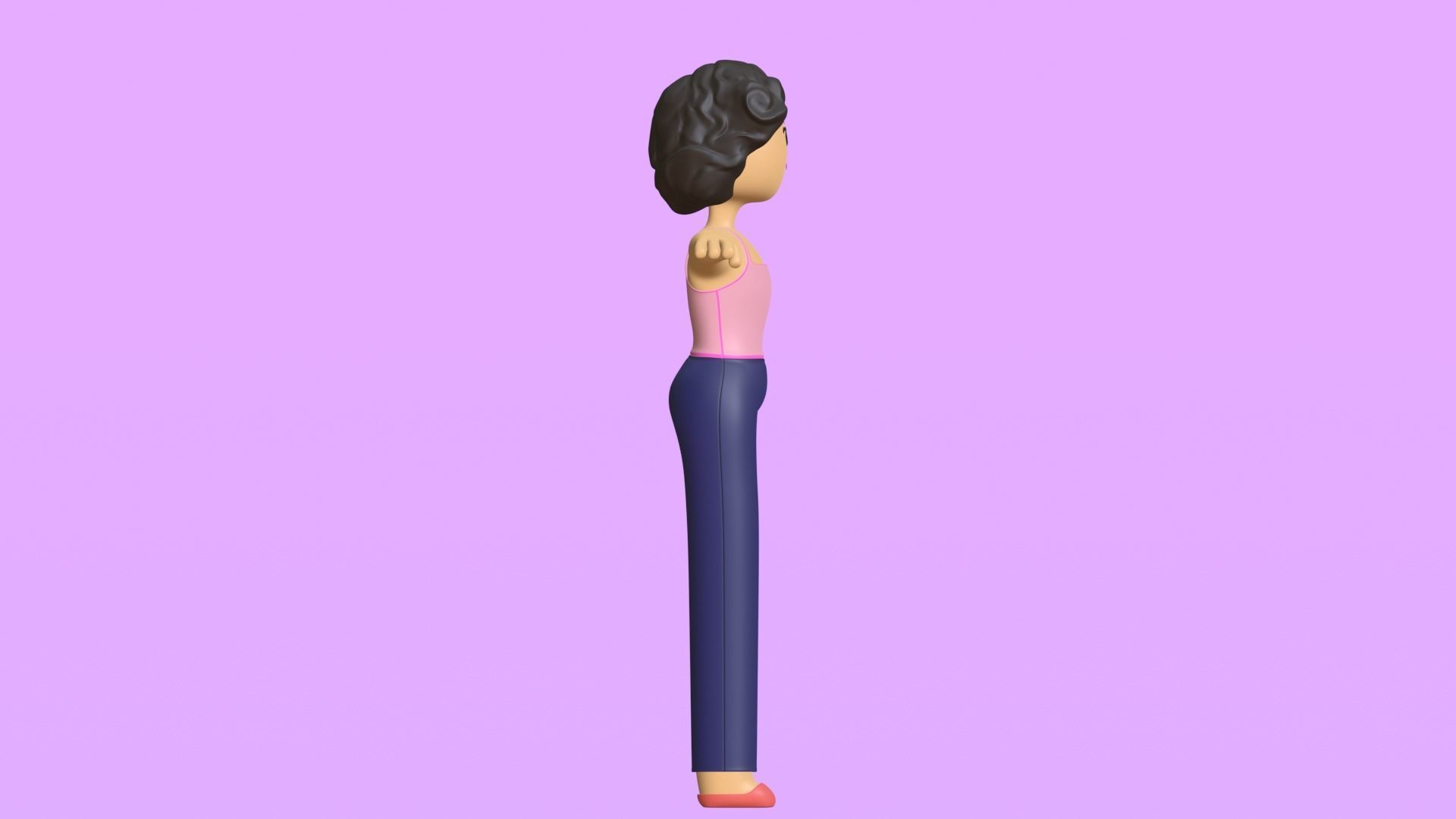 Minimal Cartoon Character Women 3D model_12